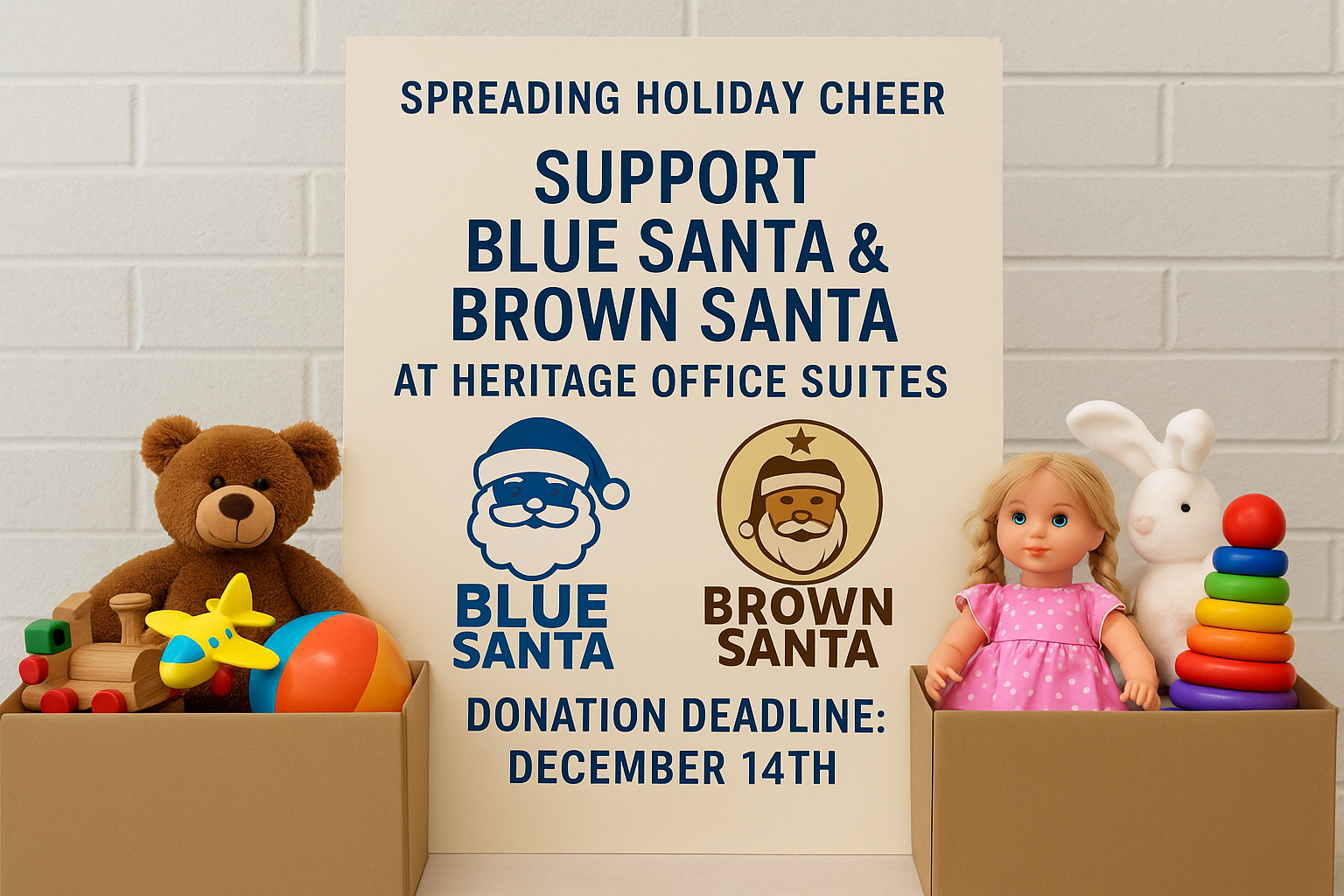 Spreading Holiday Cheer: Support Blue Santa & Brown Santa at Heritage Office Suites